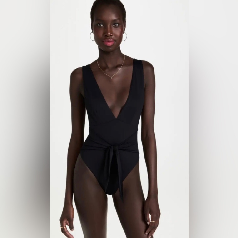 Agua Bendita Black Tie-Front One-Piece Swimsuit